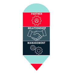 PRM - Partner Relationship Management acronym. business concept background.  vector illustration concept with keywords and icons. lettering illustration with icons for web banner, flyer, landing 