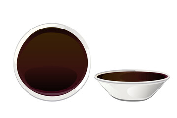 Soy asian sushi sauce in bowl. Realistic elements for food icon and design