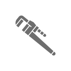 Adjustable wrench grey icon. Isolated on white background