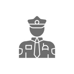 Cop, police, officer grey icon. Isolated on white background