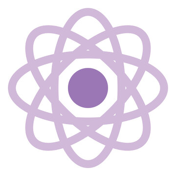 Purple Science Atom, Illustration, Vector On A White Background.