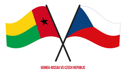 Guinea-Bissau and Czech Republic Flags Crossed And Waving Flat Style. Official Proportion.