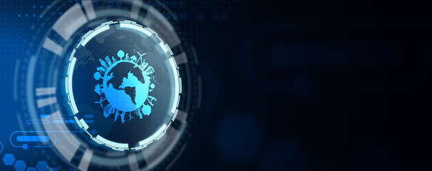 ESG environmental social governance business strategy investing concept. Technology, Internet and network concept. 3d illustration