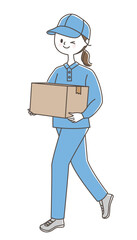 ダンボール箱を運ぶ引っ越し業者　宅配業者