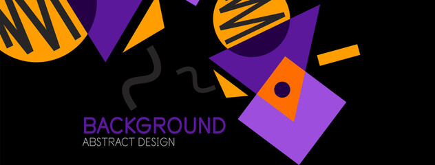 Abstract background. Blocks, lines, triangles, circles composition. Techno or business concept for wallpaper, banner, background, landing page