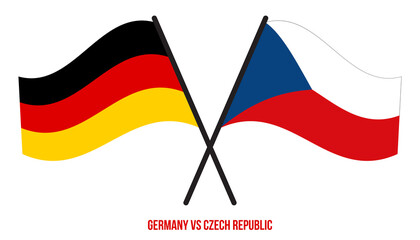 Germany and Czech Republic Flags Crossed And Waving Flat Style. Official Proportion. Correct Colors.