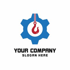 Tow atau Crane Load Hook Vector Logo gear untuk Layanan Bantuan Pengangkatan Truk Derek