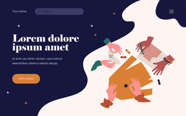 Hands mending clothes and sewing with needle. Sock, fancywork, thread flat vector illustration. Embroidery and handcraft concept for banner, website design or landing web page