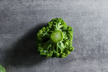 broccoli on dark mood with bird eyeview