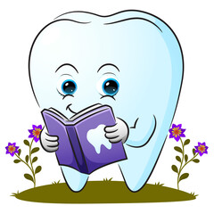 The smart tooth is reading a book about dental