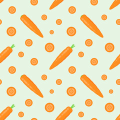 Seamless pattern with carrots. Ripe vegetables in a cartoon style.