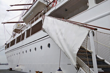Luxury windjammer sailing yacht cruiseship cruise ship liner Sea Cloud 2 in port of Hamburg Altona, Germany