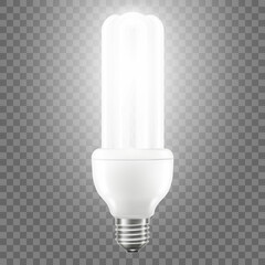 Glowing LED bulb isolated on transparent background. 3d vector realistic illustration