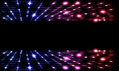 Perspective neon background in electric blue, purple and red color