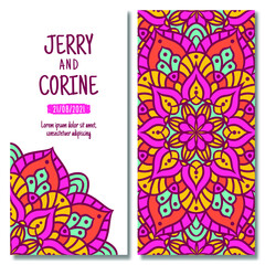 Vintage Wedding Invitation Card With Mandala Design