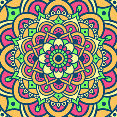 Ethnic Mandala Round Ornament Pattern With Colorful