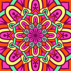 Ethnic Mandala Round Ornament Pattern With Colorful