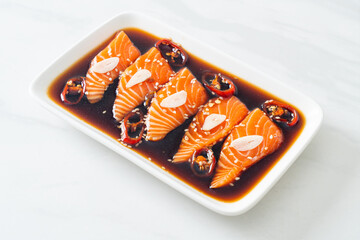 Salmon marinated Shoyu or Salmon Pickled Soy Sauce