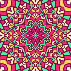 Ethnic Mandala Round Ornament Pattern With Colorful