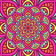 Ethnic Mandala Round Ornament Pattern With Colorful