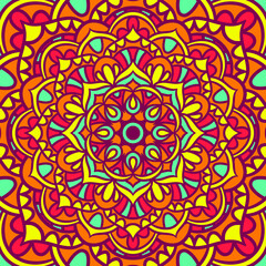 Ethnic Mandala Round Ornament Pattern With Colorful