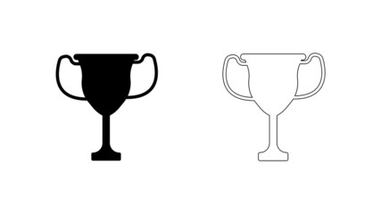 Trophy cup set icon illustration on white 