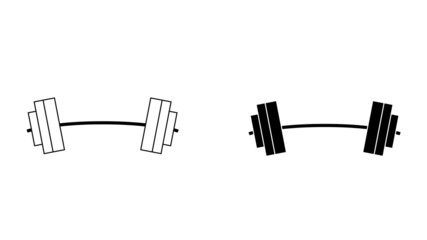 Barbell line and glyph icon, sport and equipment, dumbbell sign,