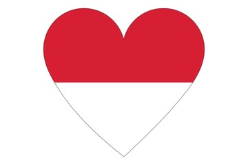 Monaco flag in heart shape isolated on white background.