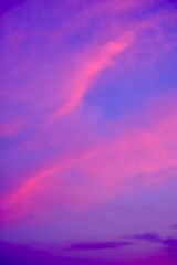 Pink, purple sky,Evening Dusk cloud on Sunset, idyllic nature cloud, dramatic sunlight with majestic peaceful sky in summer season. Pastel colors. Abstract nature background. High quality 