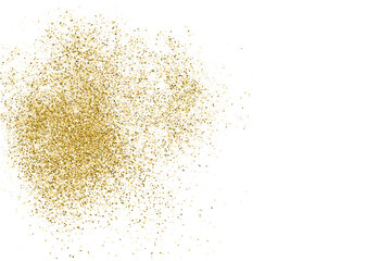 Fototapeta na wymiar Gold Glitter Texture Isolated On White. Goldish Color Sequins. Celebratory Background. Golden Explosion Of Confetti. Vector Illustration, Eps 10.