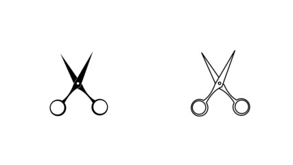 Black open scissors for business. Set of icon silhouettes. - obrazy, fototapety, plakaty
