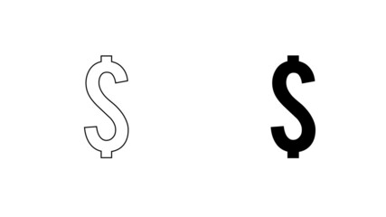Dollar sign black dollar currency symbol $ icon 