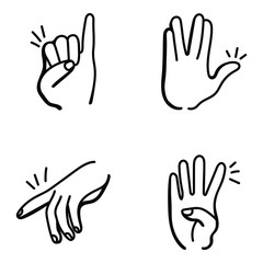 Creative Set of Hand Movements Doodle icon Designs  

