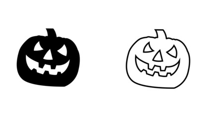 Jack-o-lantern pumpkin on isolated, funny scary halloween pumpkin face