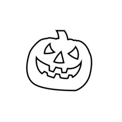 Jack-o-lantern pumpkin on isolated, funny scary halloween pumpkin face