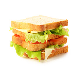 Tasty sandwich on white background