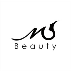 creative simple logo design letter ms beauty - obrazy, fototapety, plakaty