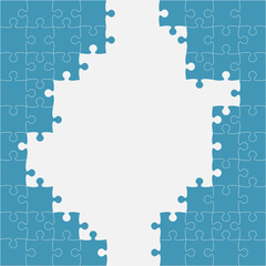 Background or frame blue pieces puzzle, jigsaw