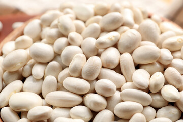 Raw beans as background, closeup