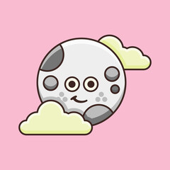 Cute Moon surrounding by cloud illustration
