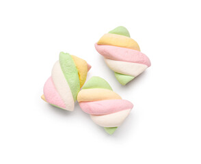 Tasty marshmallows on white background