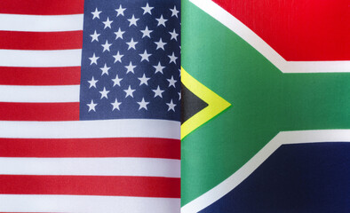 Fototapeta premium fragments of the national flags of the United States and Republic of South Africa in close-up