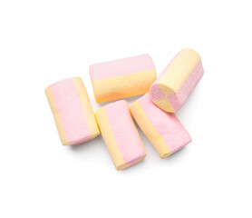 Tasty marshmallows on white background