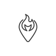 Fire location pin line icon