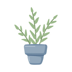 Home Plant in Pot as House Interior Decorative Object Vector Illustration