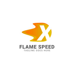 Obraz premium letter X flame speed vector logo design