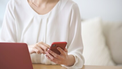 スマートフォン・パソコン・若い女性