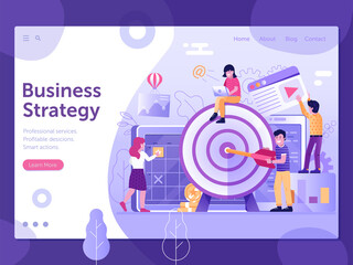 Business Marketing Strategy Web Banner in Flat