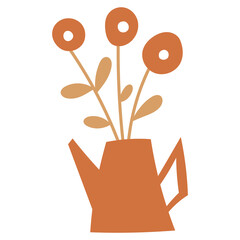 Abstract floral elements in a vase. Vector illustration.