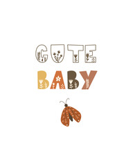 Cute Baby - Nursery poster design. Vector illustration.
